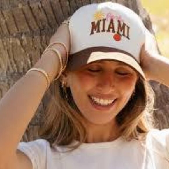 Parke Miami Embroidered Cap in Cocoa Cream, New